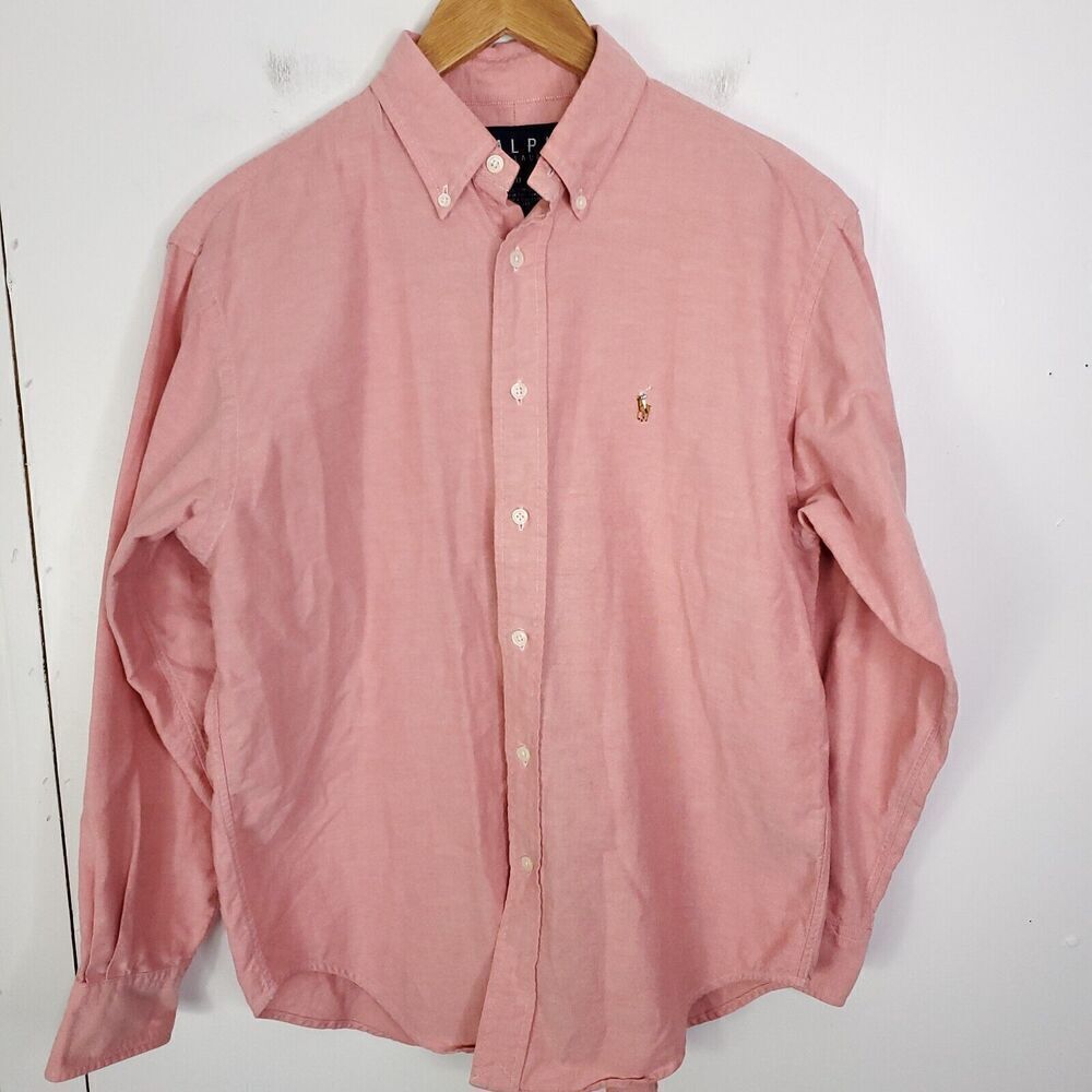 Ralph Ralph Lauren Shirt Mens 8 RRL Rugby Pony Salmon Button Down Collar Cotton